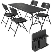 Set da Campeggio Pieghevole 5 Pezzi ¨C Xylo ¨C Tavolo Pieghevole con Sedie HDPE Impermeabile Telaio Metallo