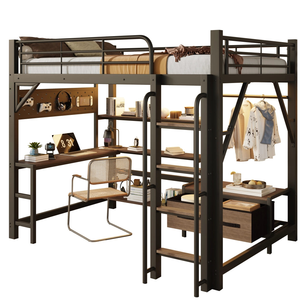 letto a castello mdf metallo nero 140 x 200 cm