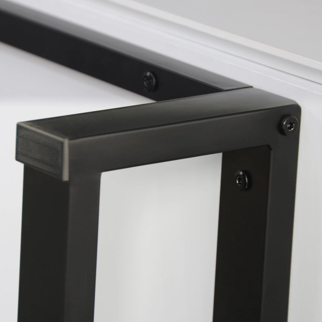 OKWISH Mobile TV con 2 Ante 2 Cassetti e 2 Vani Aperti, Stile Moderno per Soggiorno, MDF Bianco e Legno 180 x 38 x 50 cm