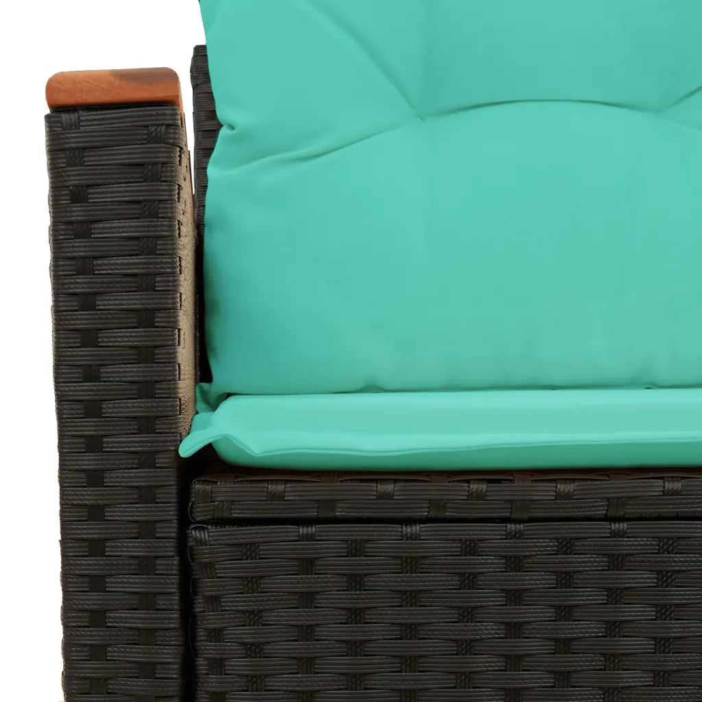 Divano da giardino con cuscini 2 posti nero in polyrattan 366036