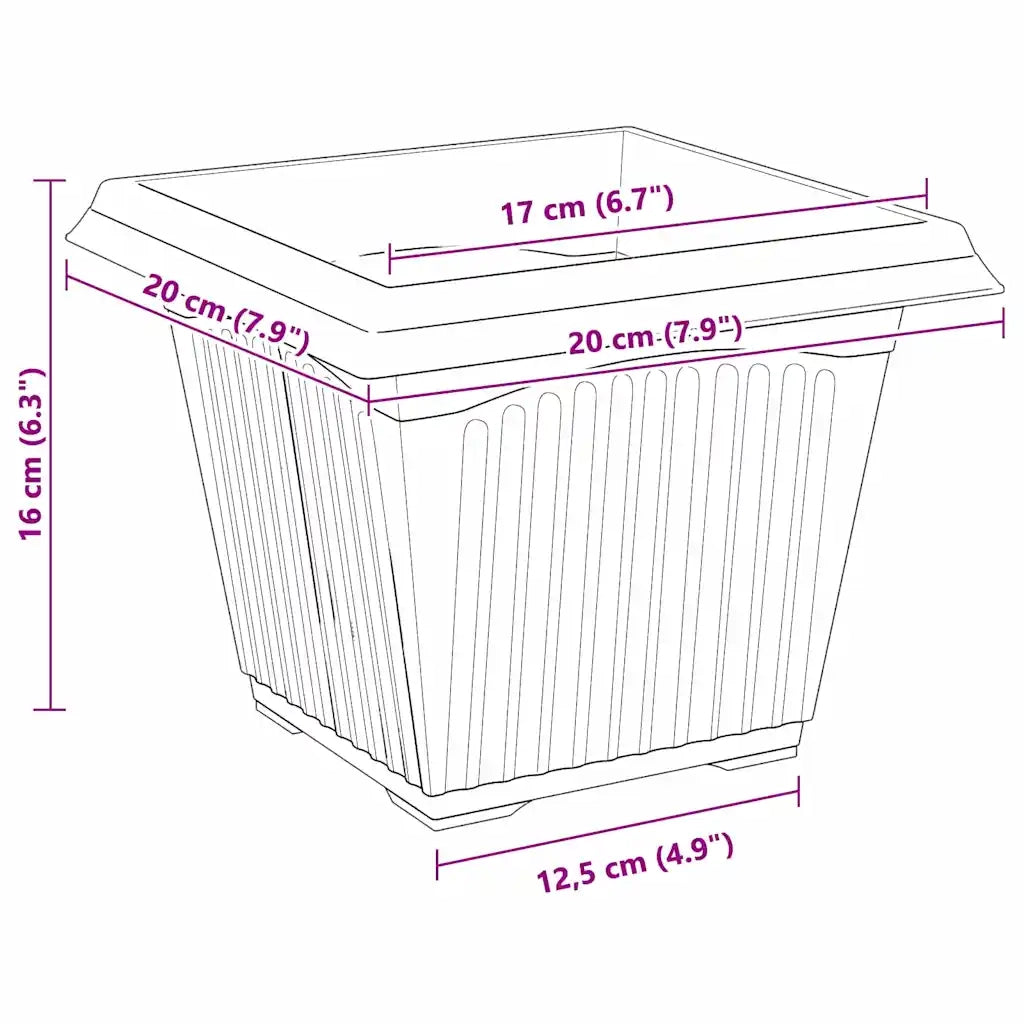 Fioriere | Cassetta per fiori | Vaso quadrato per fiori 6 pz Rosso Mattone 20 x 20 x 16 cm