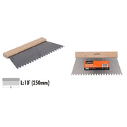 Trade Shop - Spatola Dentata Raschietto Trapezoidale Acciaio Impugnatura Legno 10″ 250mm 90459 -