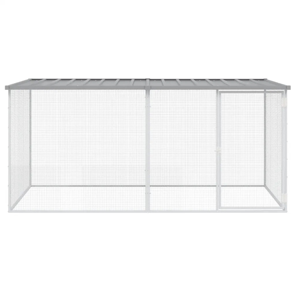 Gabbia per polli con tetto grigio chiaro 203x98x90 cm in acciaio zincato CFW9633839