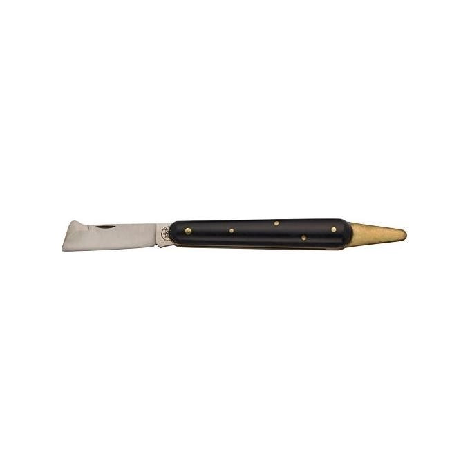Due Buoi 202P SP OT Coltello da Innesto Lama in Acciaio al Carbonio e Spatola in Ottone colore Nero