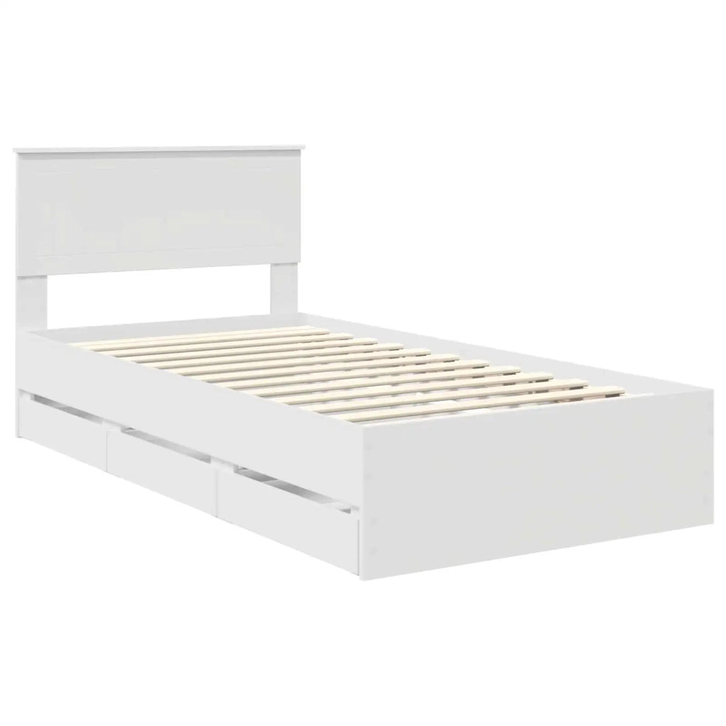 Letto singolo | Letto per adulti | Struttura del letto Bianco 100 x 200 cm Legno Ingegnerizzato