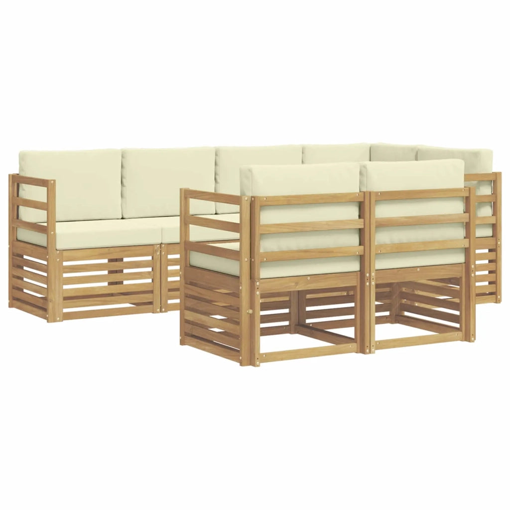 Set divano sezionale con cuscino 7 pcs Bianco e Crema 3391975