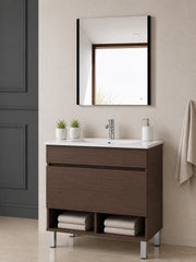 Mobile bagno con piedini con lavabo extrapiano ORIGENBATH NEBARI senza specchio 120x45 cm 1 vasca frassino tea