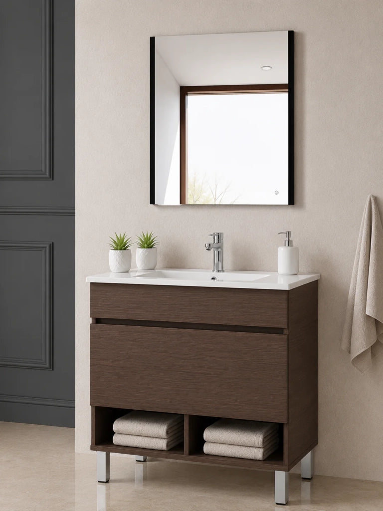 Mobile bagno con piedini con lavabo extrapiano ORIGENBATH NEBARI senza specchio 120x45 cm 1 vasca frassino tea