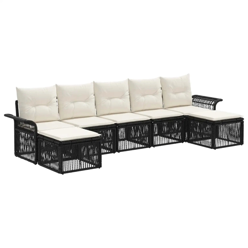 Set Divano da Giardino 7 pz Nero polyrattan 3434914
