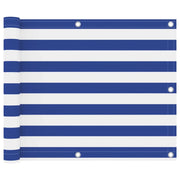 Paravento per balcone frangivista 75 x 400 cm tessuto Oxford bianco e blu 02_0010067