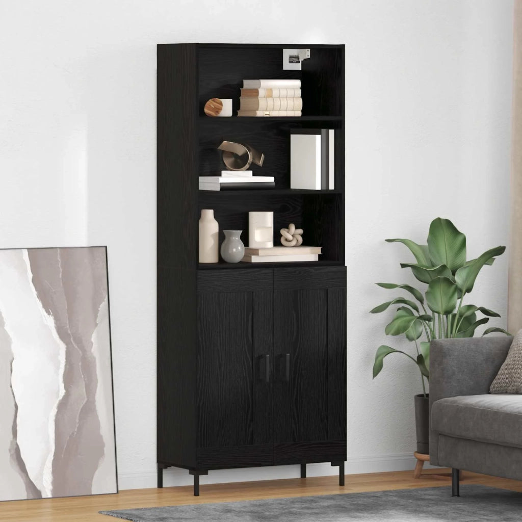 Credenza-Buffet-Armadio da cucina Rovere Nero 69,5 x 34 x 180 cm Legno multistrato 831150