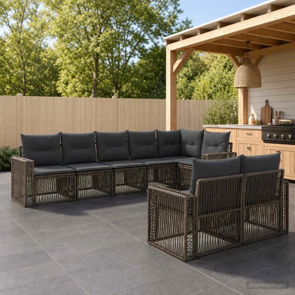 Set Divano da Giardino 8 pz Grigio e Grigio Scuro polyrattan 3435185