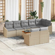 Set Divano da Giardino 9 pcs Beige e Grigio Chiaro polyrattan