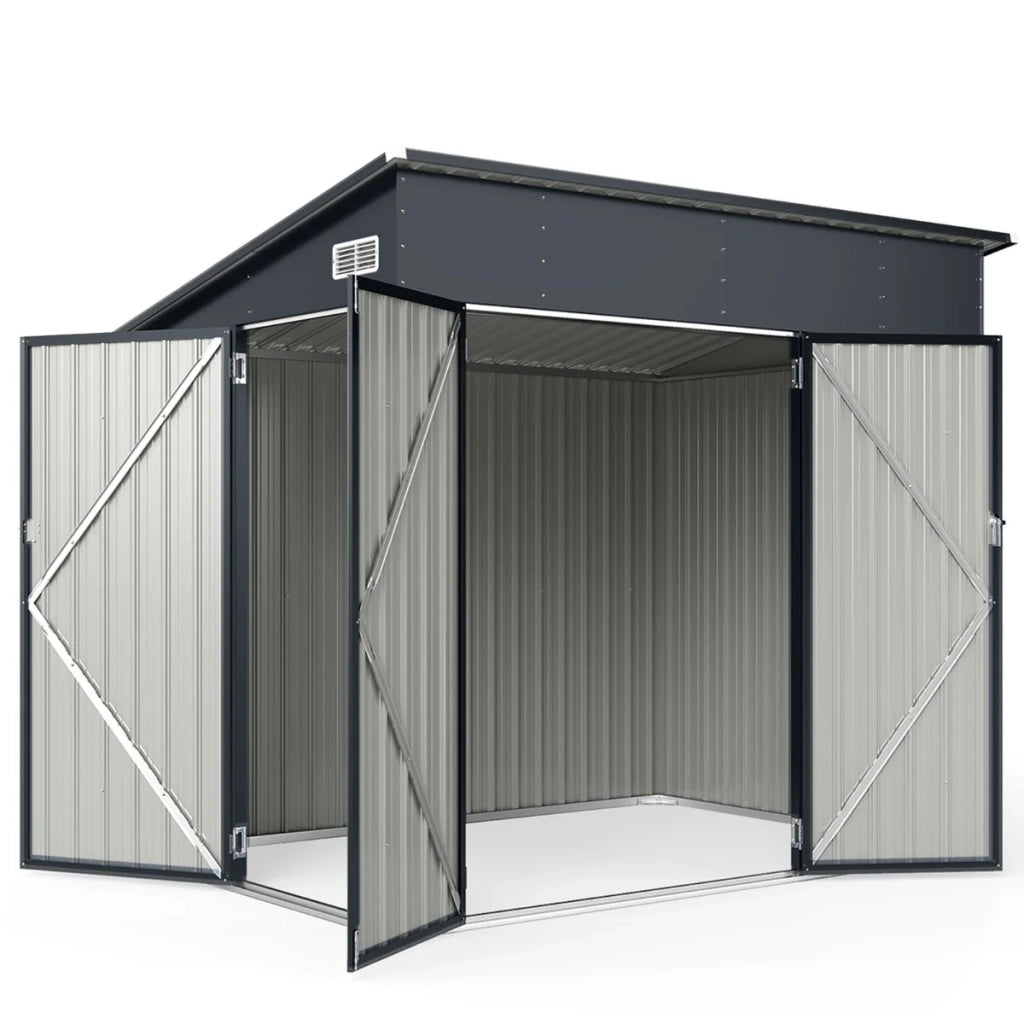 Capannone da esterno con tre ante 235 x 174 x 197 cm sicuro design moderno acciaio zincato grigio scuro 20_0017471