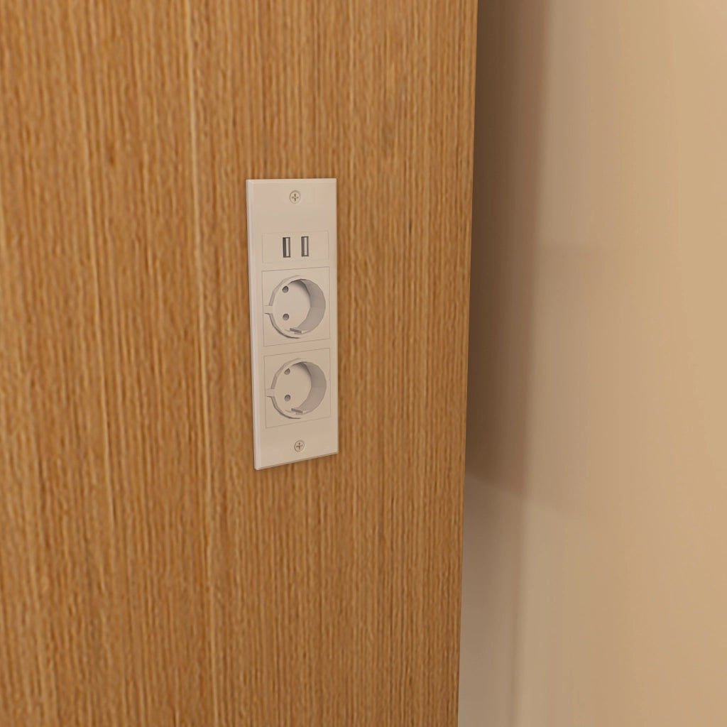 Toeletta compatta con specchio LED regolabile, presa integrata, supporto phon, cassetti e sgabello imbottito, effetto legno naturale
