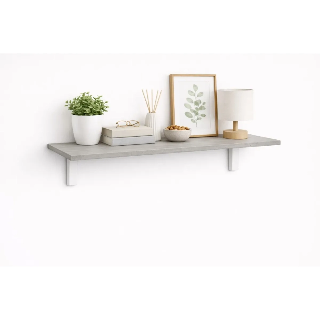 Mensola da Muro da appoggio in Legno nobilitato spessore 1,8 cm in colore Cemento 80x20 cm