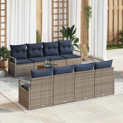 Set Divano da Giardino con cuscino 9 pcs Grigio polyrattan 3347682