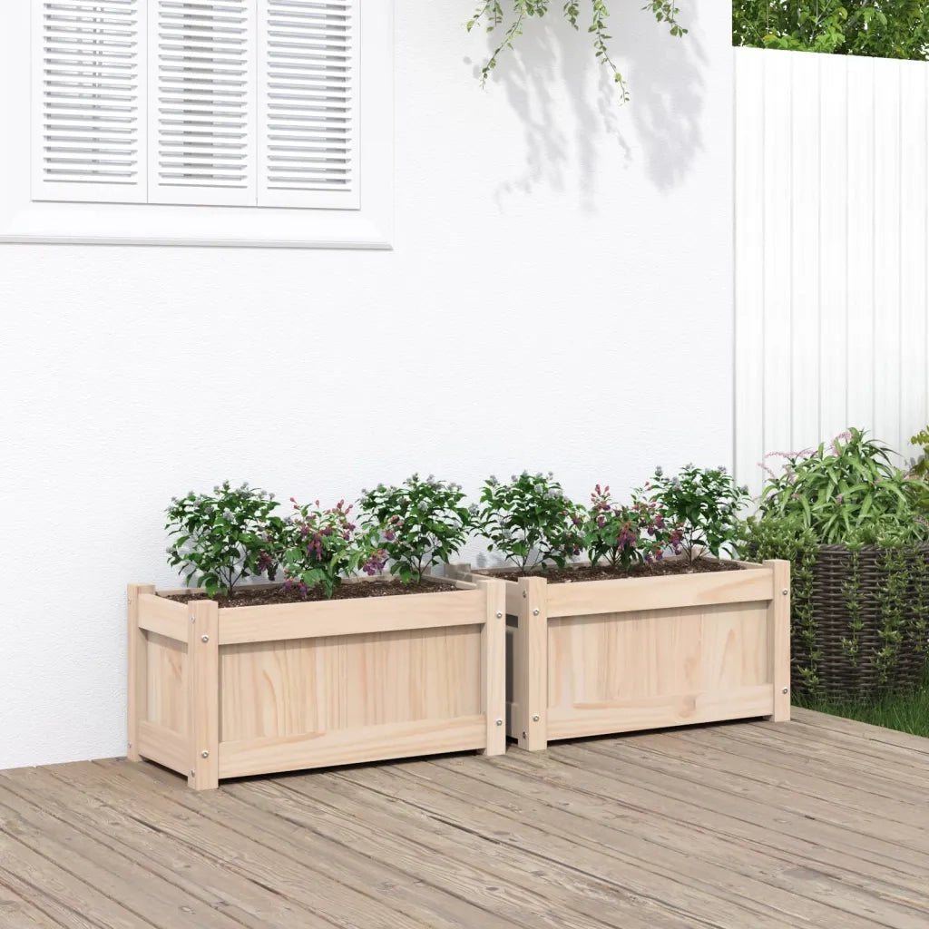 Fioriere da Giardino 2 pz in Legno Massello di Pino 837440