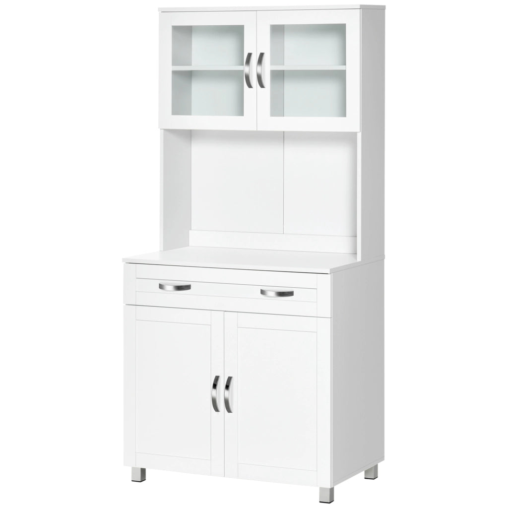 Mobile Cucina Bianco con Ante in Vetro ¨C Xylo ¨C 2 Armadietti, Mensole Regolabili, 80x48x170 cm
