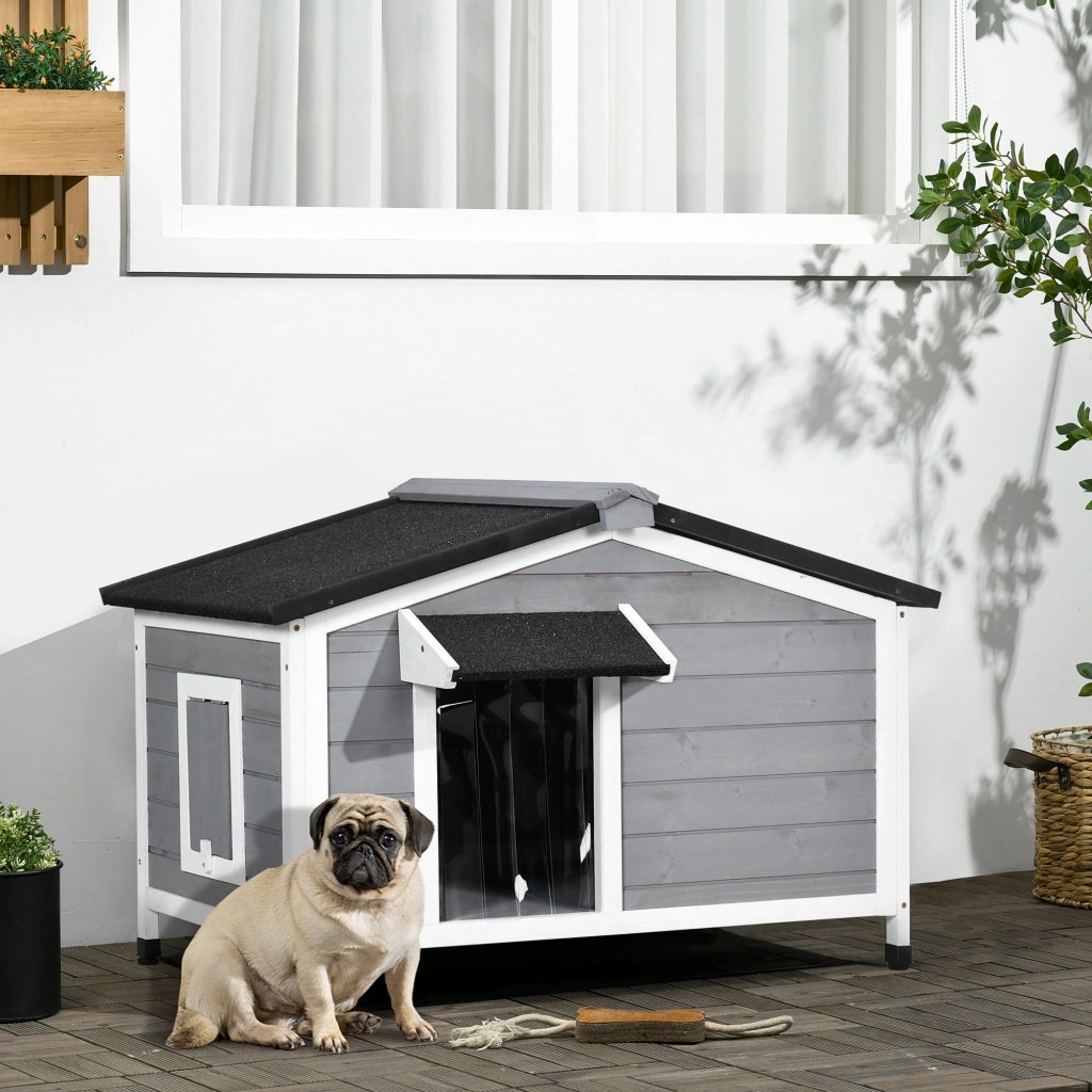 Casetta per Cani in Legno con Tetto e Base ¨C zephmum ¨C Grigio 97x72x65 cm