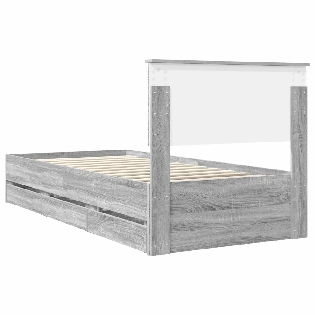 Letto singolo | Letto per adulti | Struttura del letto Grigio Sonoma Legno Ingegnerizzato