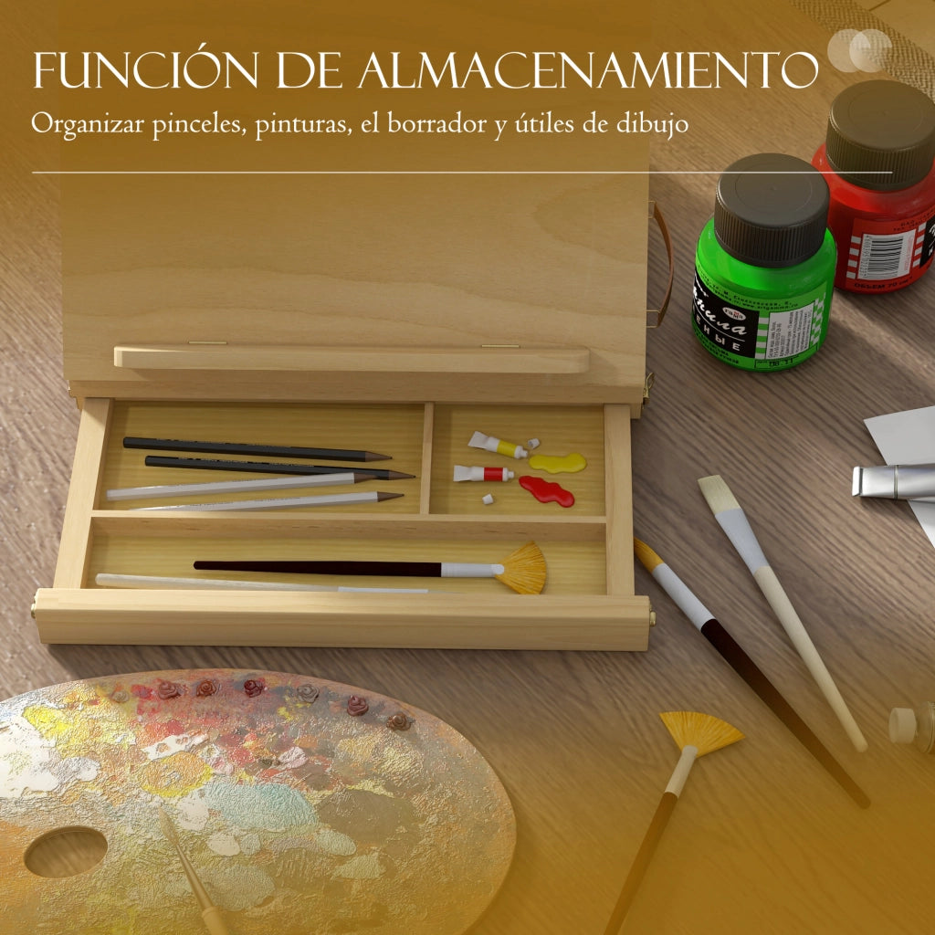 Cavalletto da Tavolo Pieghevole ¨C Xylo ¨C Legno Naturale con Cassetto 33,5x26x26 cm
