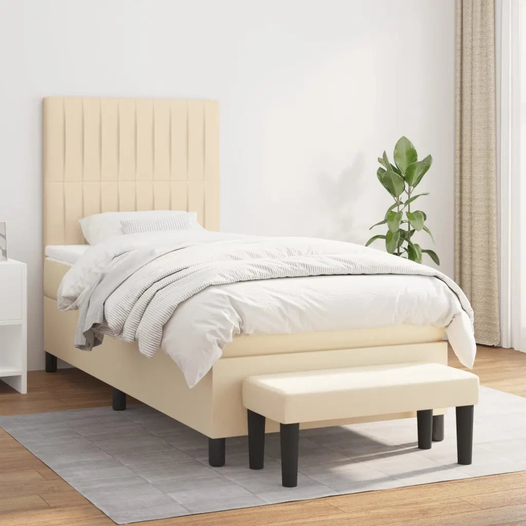 Giroletto a Molle con Materasso Crema 80x200 cm inTessuto