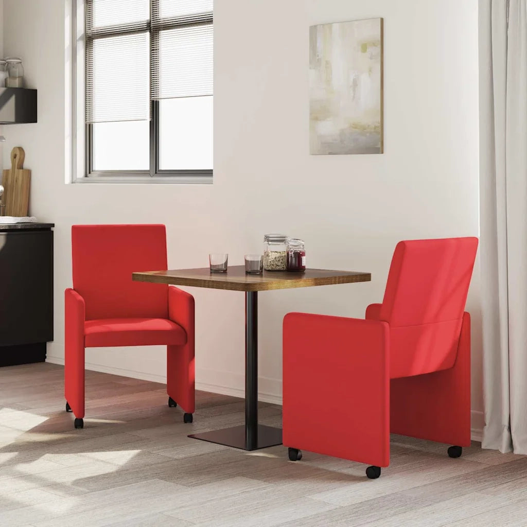 Sedie da Pranzo con Ruote con ruote 2 pcs Rosso 57 x 66 x 94 cm 42017821