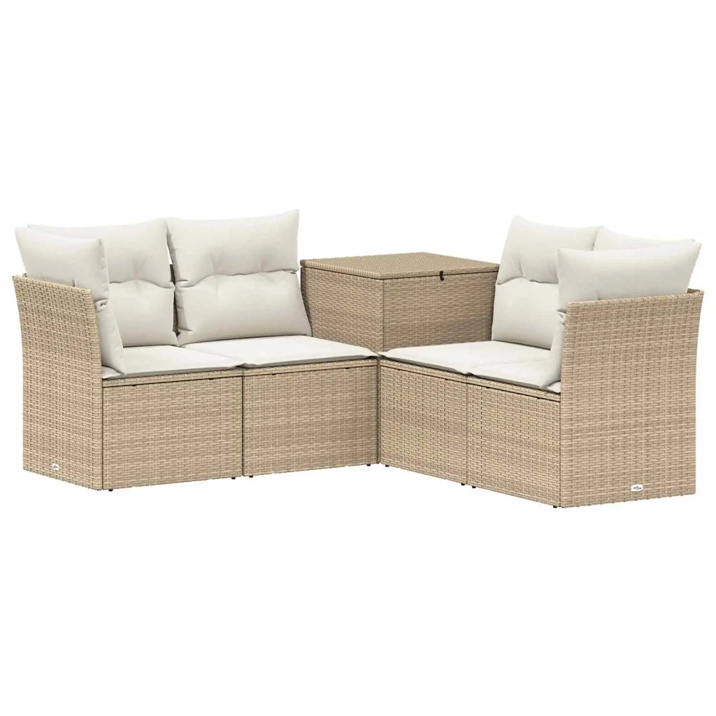 Set di divani 5 pz Beige e Bianco Crema 3447844