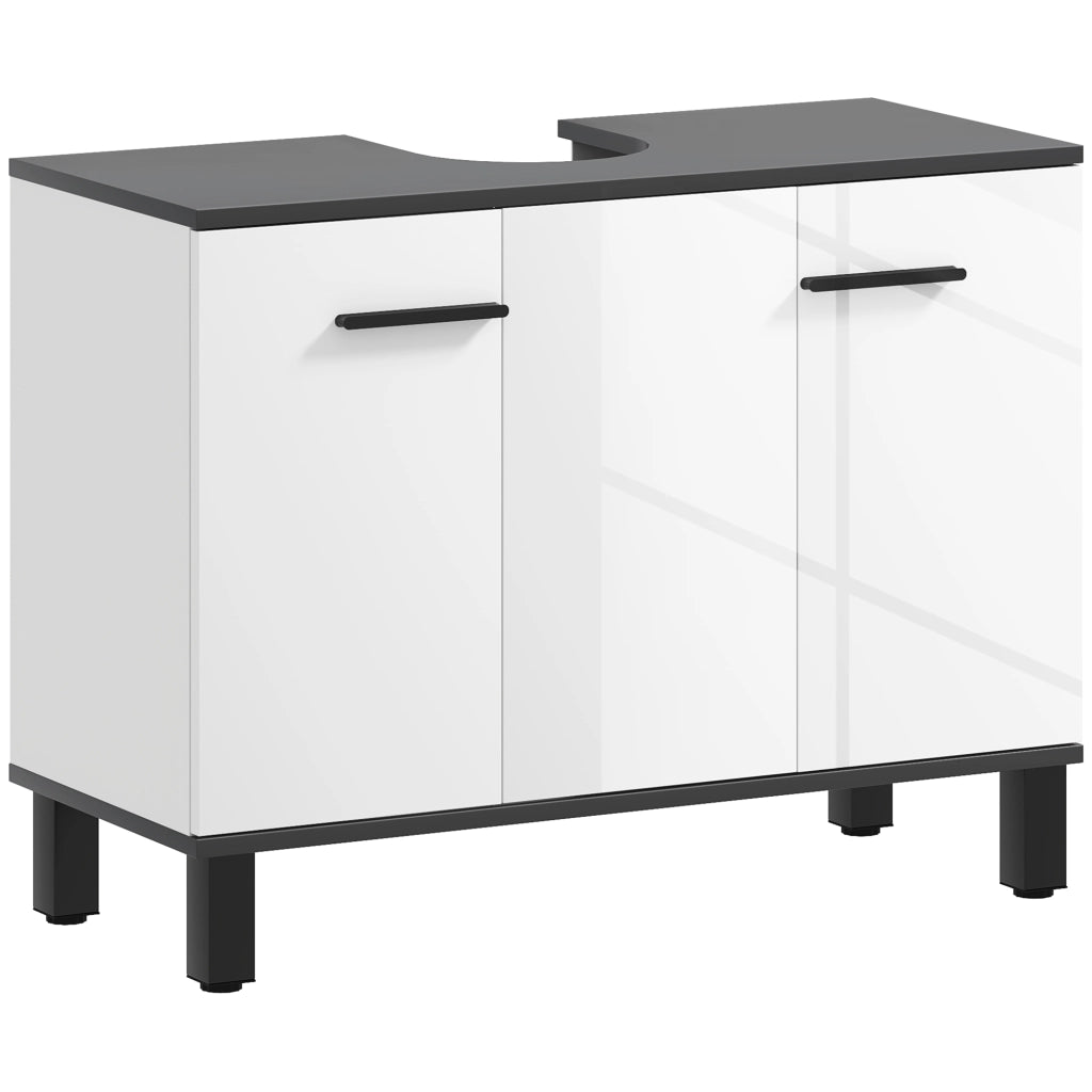 Mobiletto Sottolavabo con 2 Ante e Ripiani Regolabili ¨C Zephmum ¨C 80x34x60 Bianco