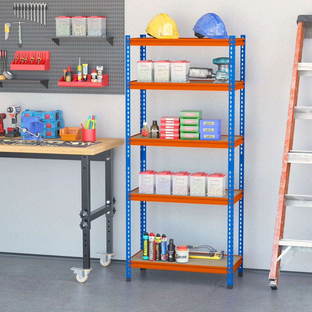 Scaffale Garage 5 Livelli ¨C Xylo ¨C Metallo Blu Arancione 80x40x182cm 1500kg