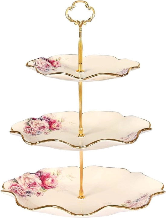 Dessertiera elegante a 3 livelli - per matrimoni e feste - 1 pezzo - ceramica - 32 cm