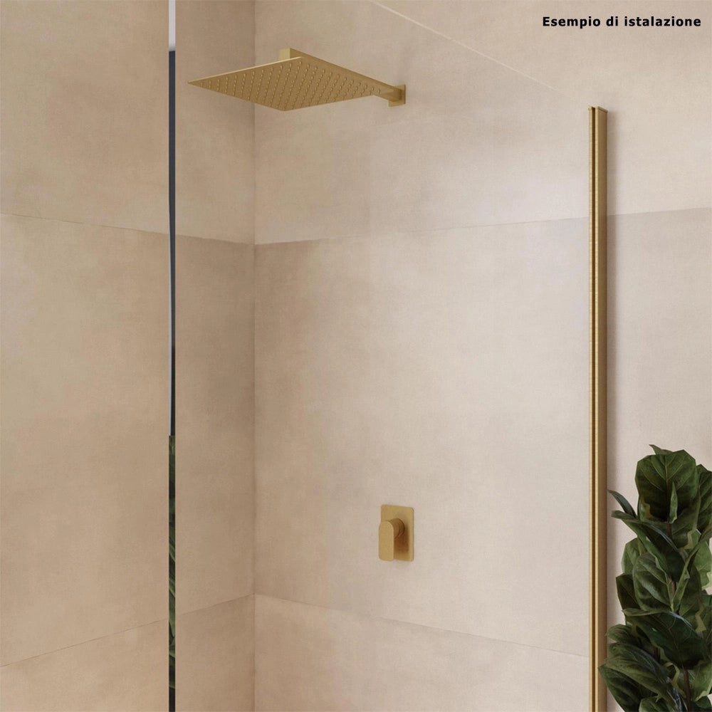 Trade Shop - Soffione Doccia Ultra Slim Quadrato 25x25cm Oro Satinato Attacco Universale ½ Bagno 87882 -