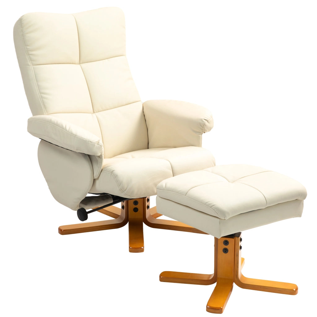 Poltrona relax girevole 360¡ã con poggiapiedi reclinabile ¨C Xylo ¨C tessuto crema 80x86x99