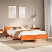 Giroletto senza Materasso-Struttura Letto Marrone Cera 140x200cm Massello Pino 727522