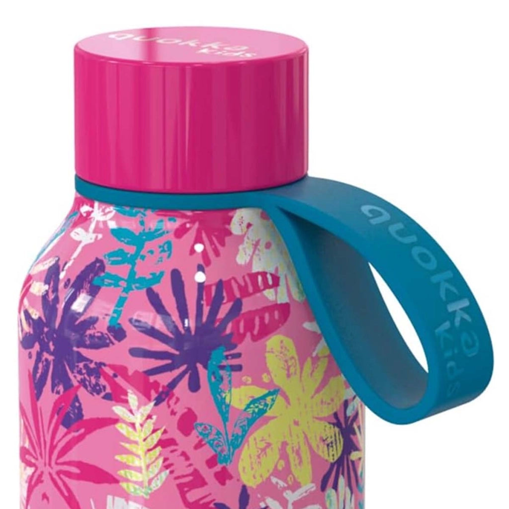 Bottiglia Termica 330ml Modello Solid Kids con Tracolla e Motivo Zebra Rosa Quokka
