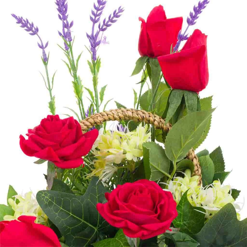 Cesto in corda con mazzo di fiori 26x26x44h