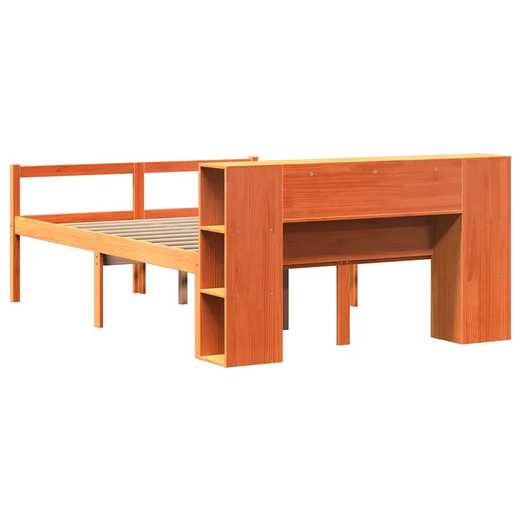 Letto Libreria senza Materasso Marrone Cera 150x200 cm Legno 3321984