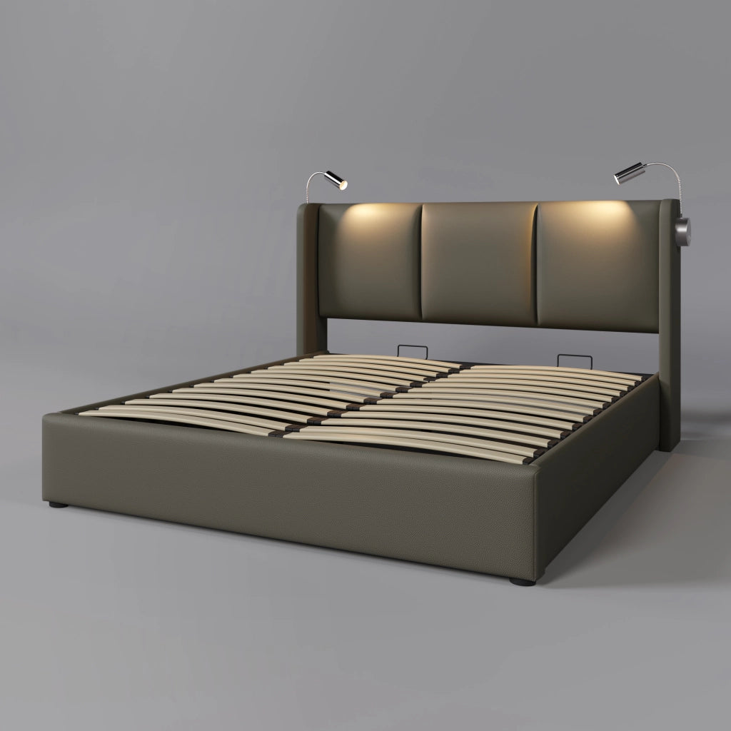 letto imbottito pu grigio 140x200 cm