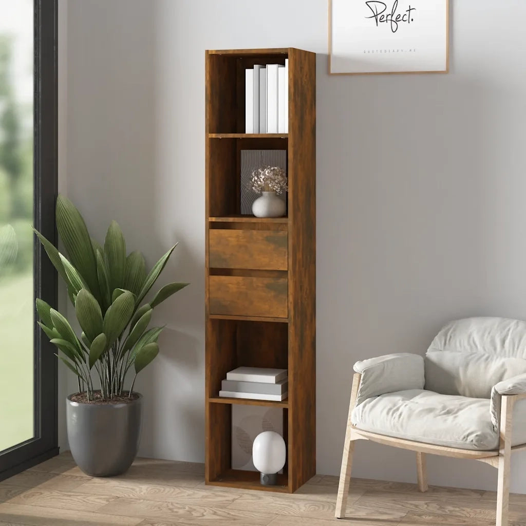 Libreria-Scaffale per Libri-Mobile di Stoccaggio Rovere Fumo 36x30x171 cm in Legno Multistrato