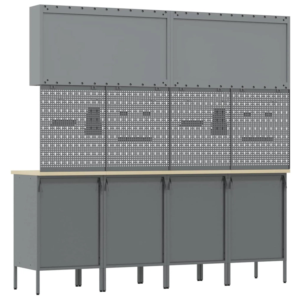 Mobile da lavoro 10 pcs Rosso Legno ingegnerizzato e acciaio 3321489