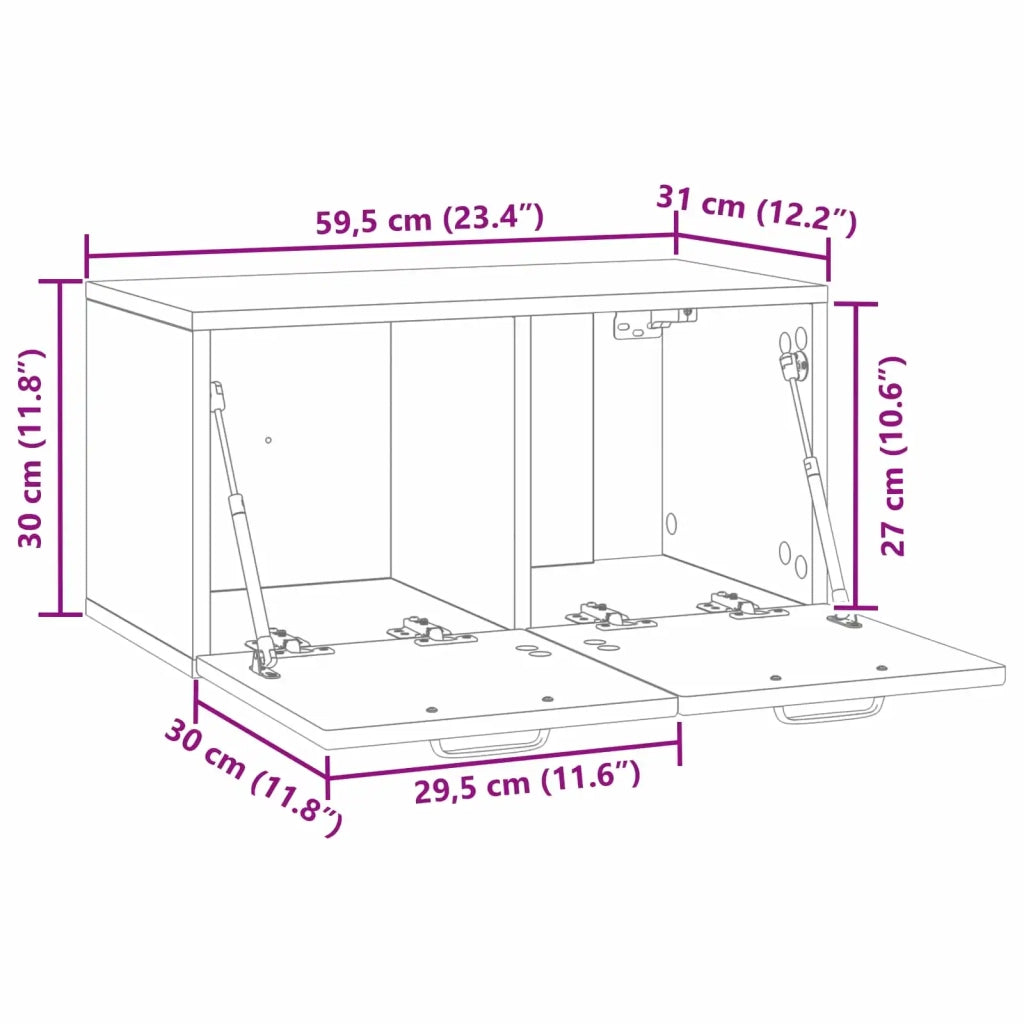 Mobile TV da Muro | Armadietto TV | Mobile Porta TV Nero 59,5 x 31 x 30 cm
