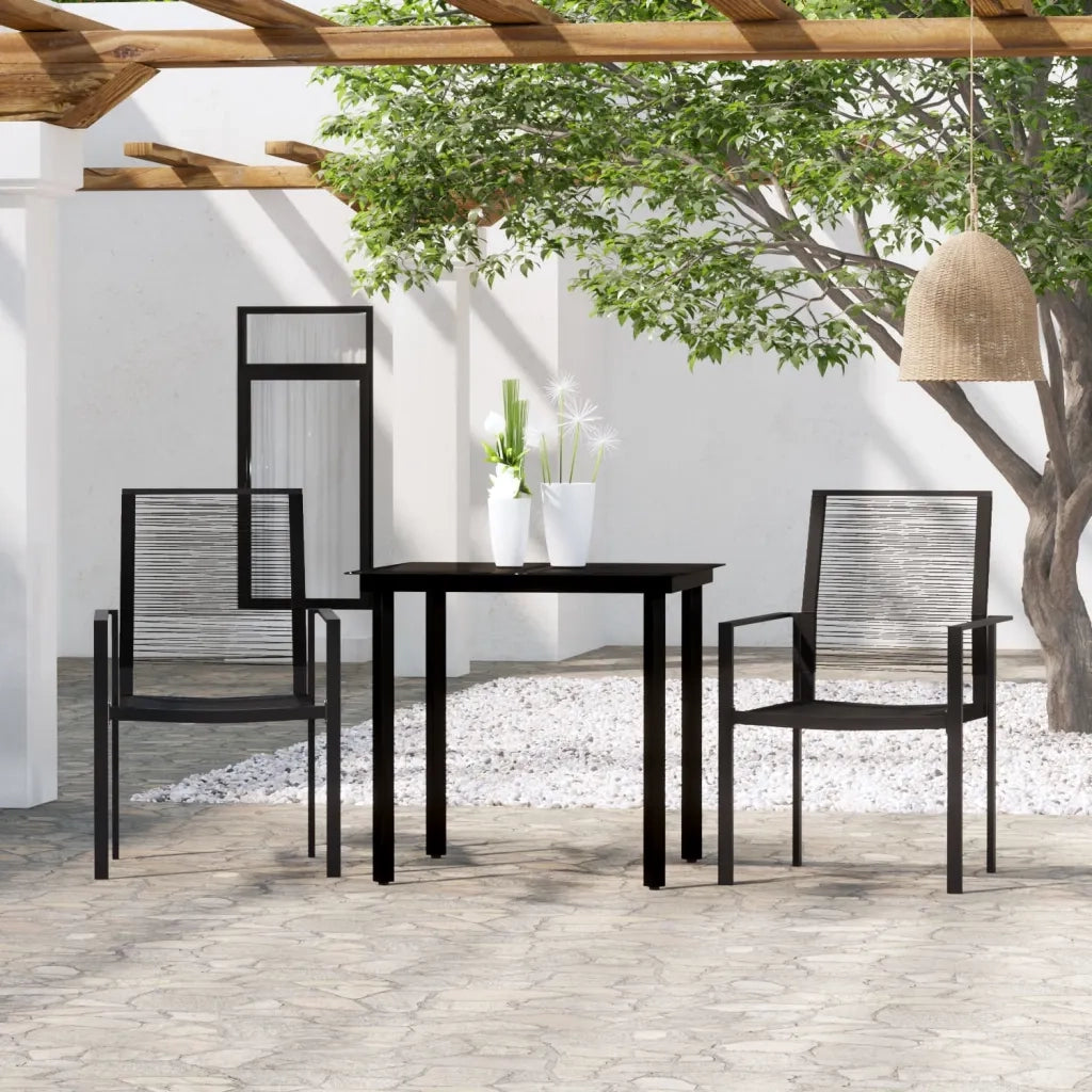 Set Mobili da Pranzo per Giardino 3 pz Nero 3099197