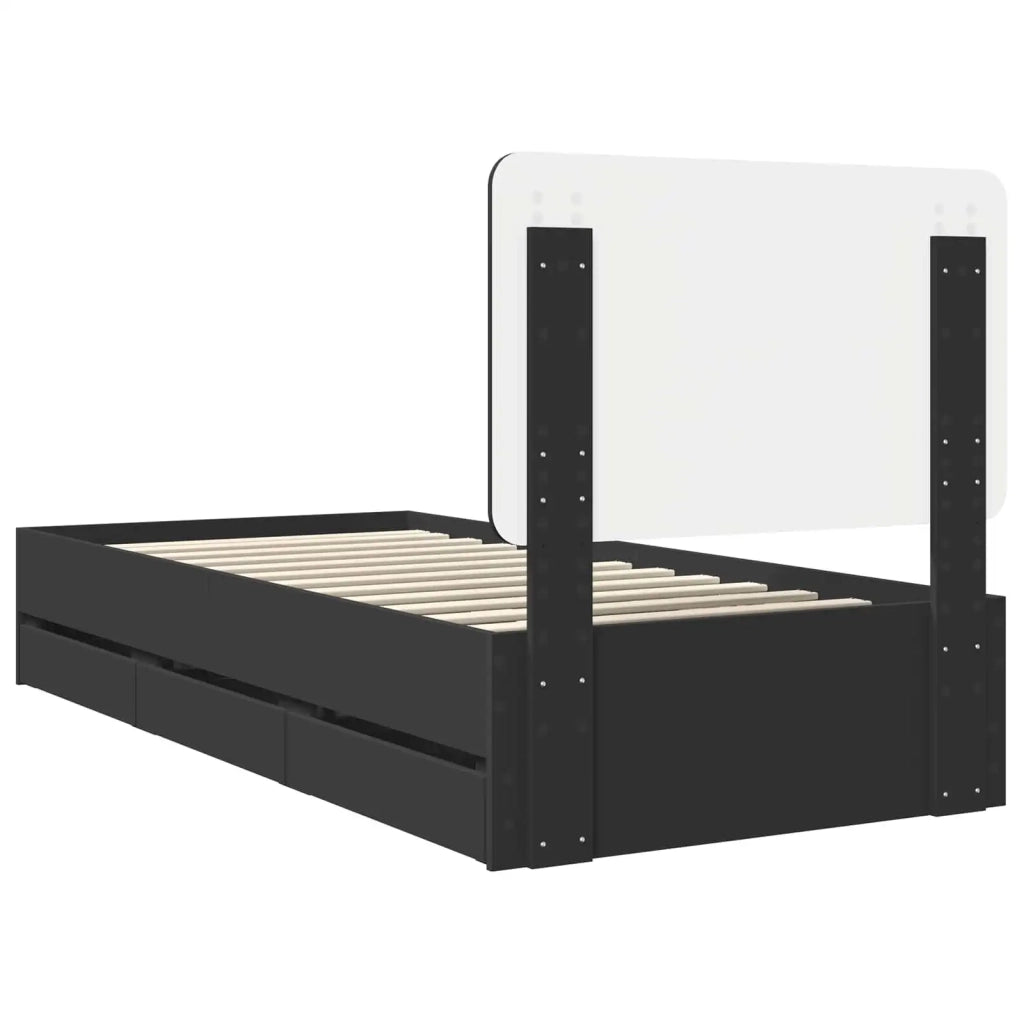 Struttura del letto-Giroletto Nero 90 x 200 cm Legno Ingegnerizzato 428298