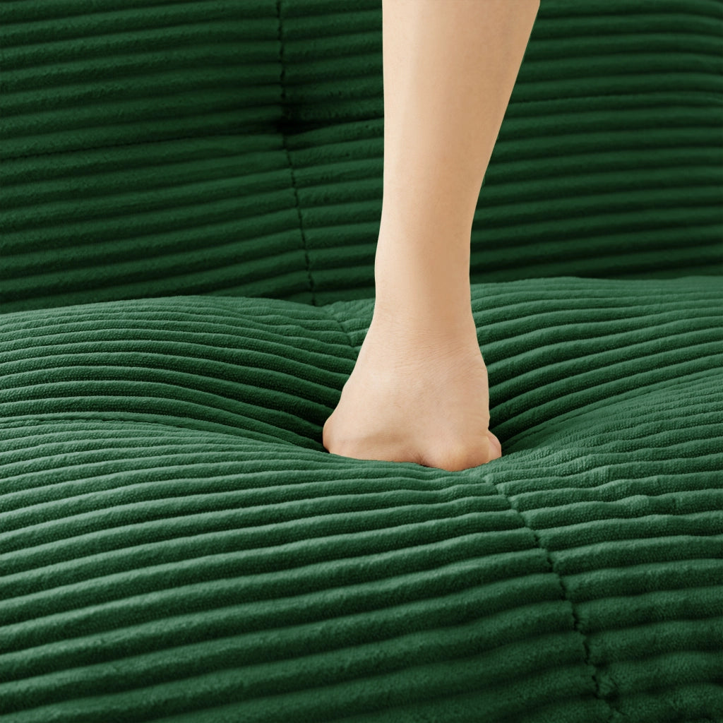 Divano Angolare Modulare con Ottomane ¨C MINIMAL ¨C Verde, Tessuto, Senza Montaggio