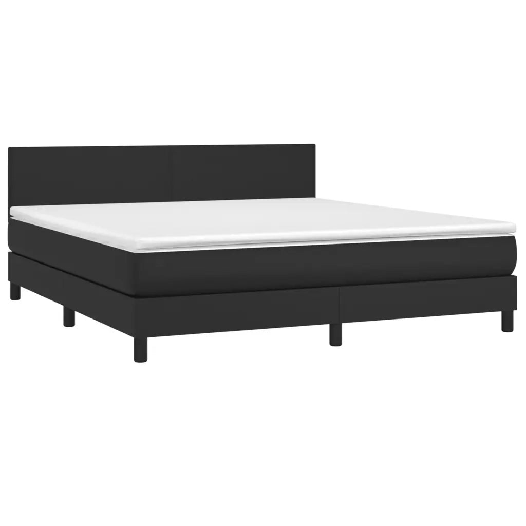Giroletto a Molle con Materasso e LED Nero 180x200cm Similpelle