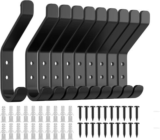 Decine di grucce a vite in metallo nero da 9,5 cm per pannelli acustici per camera da letto, soggiorno, bagno, giacche e cappotti