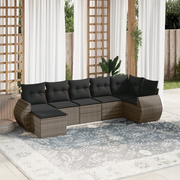 Set Divani da Giardino 7 pz con Cuscini Grigio in Polyrattan