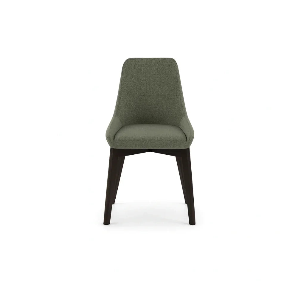 Set di 4 sedie da pranzo imbottite in tessuto verde Erythea con struttura in metallo facili da pulire | Duzzle