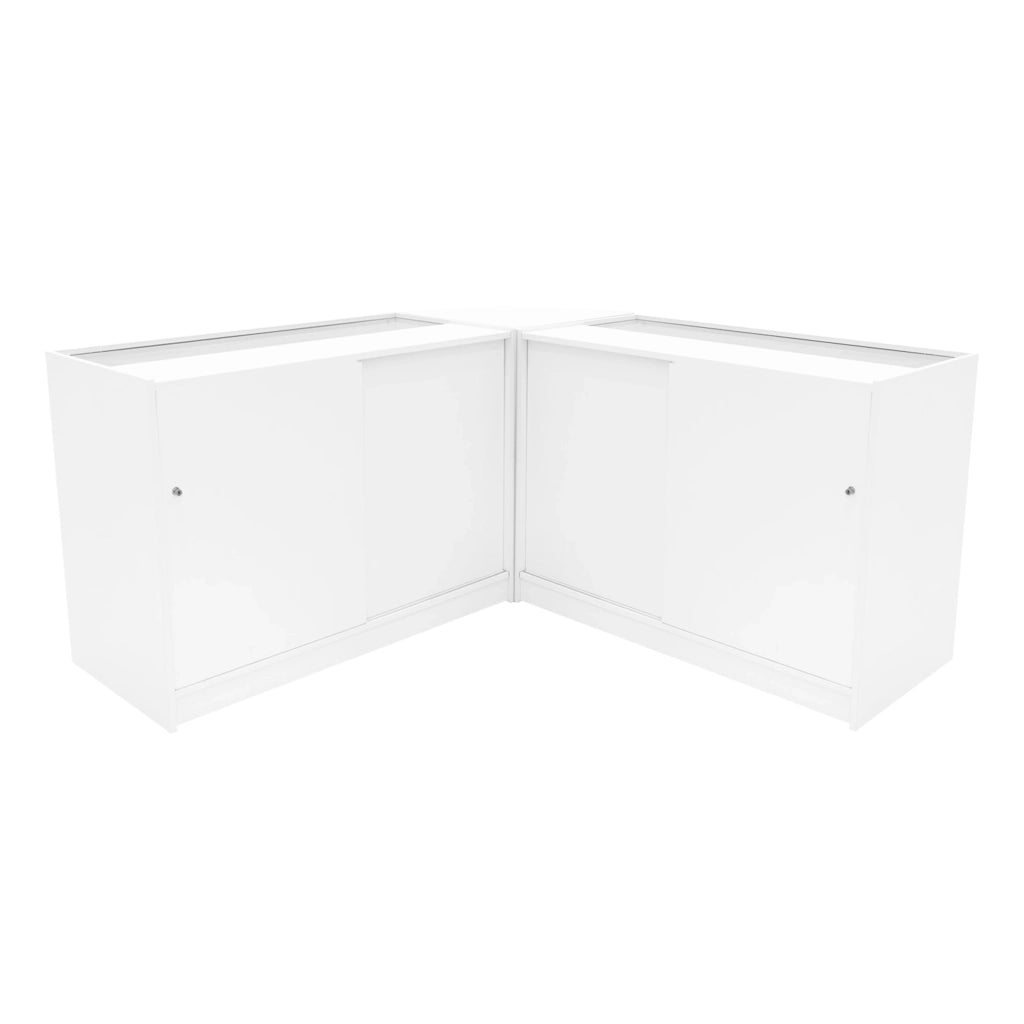 Set Banconi Bianco Calliope LED K1200 C1200 LM60 Vetrina con Ante Scorrevoli